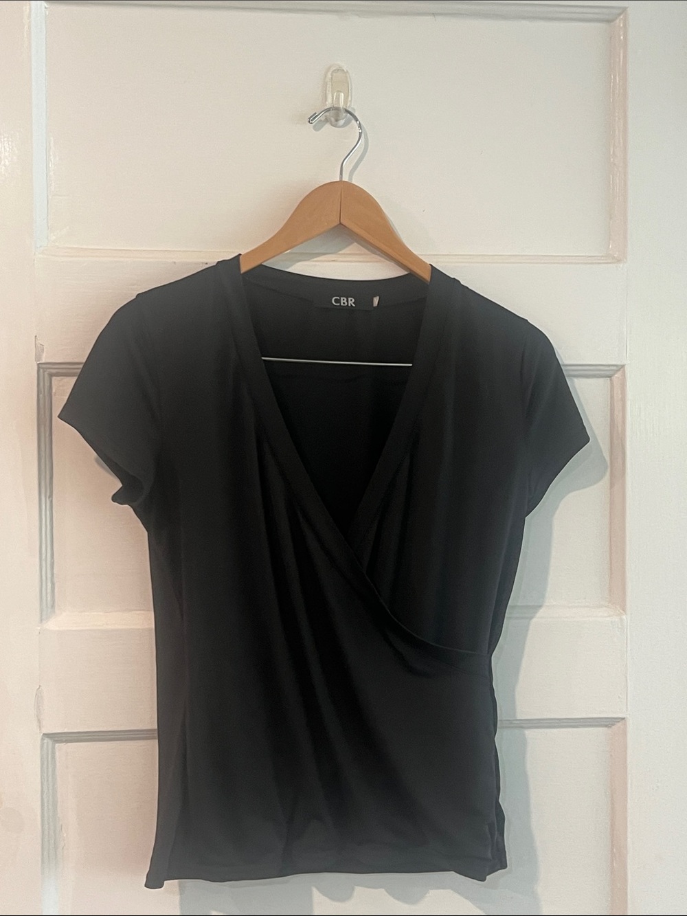 CBR Black Short-Sleeve Wrap-Style Women's Top